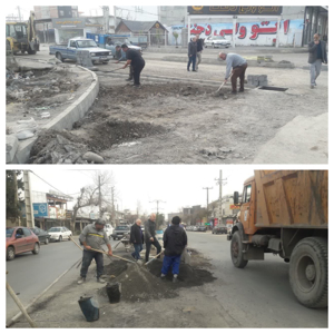 اجرای زیرسازی و جدول گذاری در بلوار پاسداران