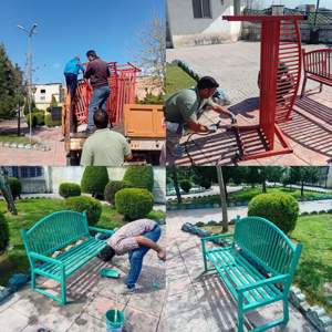 نصب نیمکت های رفاهی در پارک لاله شهرک بسیجیان
