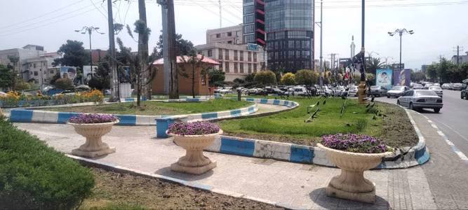 طراوات و زیبایی بلوارها و میادین شهری آمل با جانمایی گلدان های اطلسی